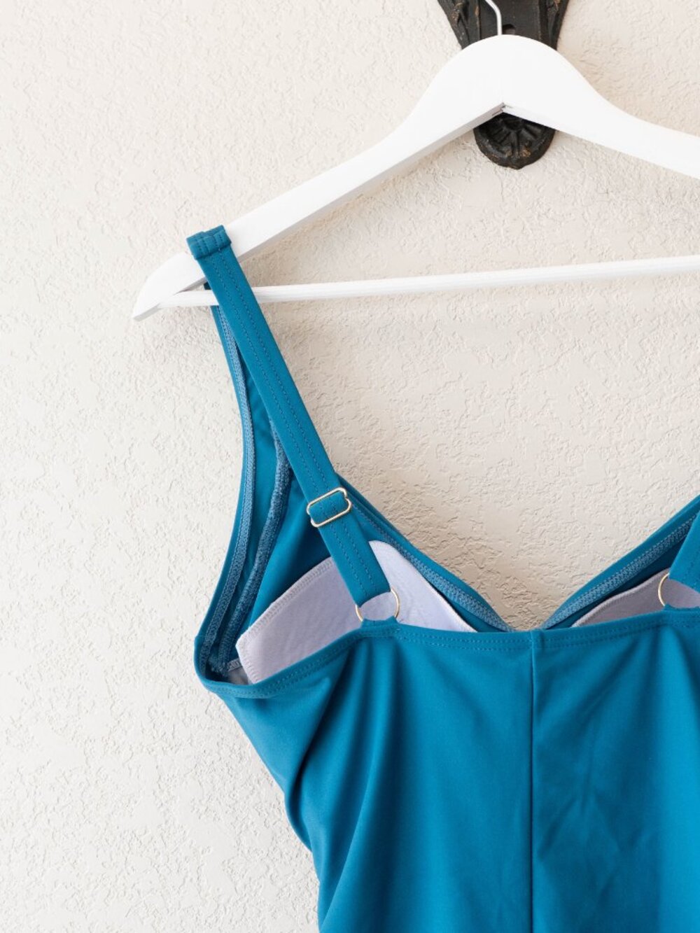 Emerald Bay Womens 12 Teal One Piece Swimsuit Ruched Tummy Control Adjustable - Picture 8 of 12